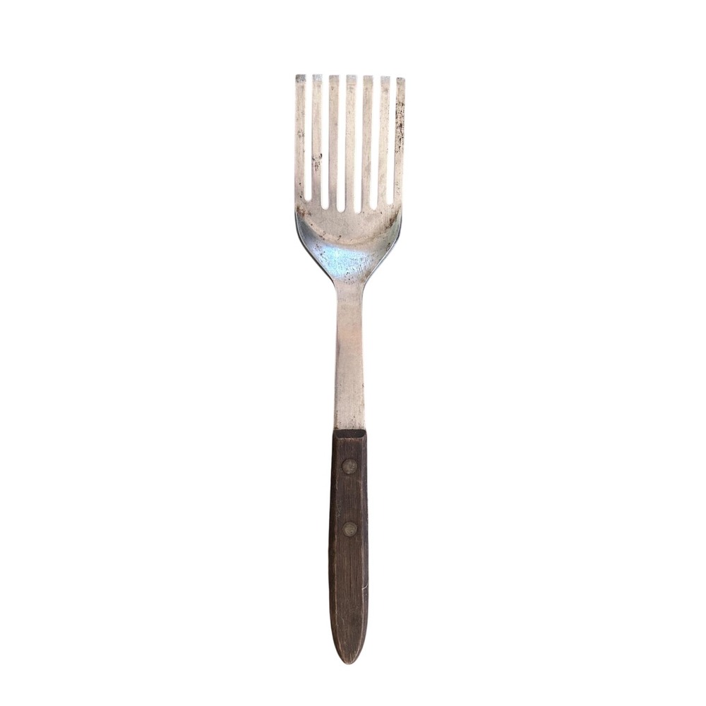 Unbranded Kitchen Utility Fork Stainless Wood 12in Rustic Vintage Farmhouse